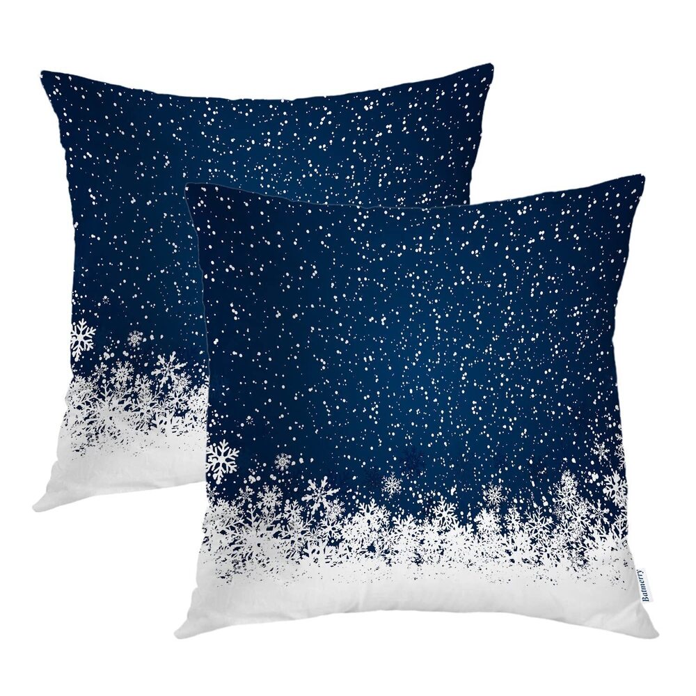 8208 Christmas Snowflake Throw Pillow Covers,Blue Space Winter Holiday
